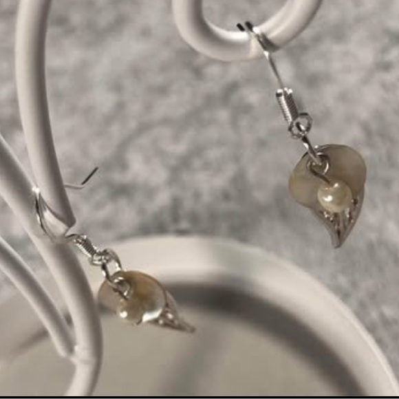 Handmade Sterling Silver & Pearl Earrings - Picture 3 of 6